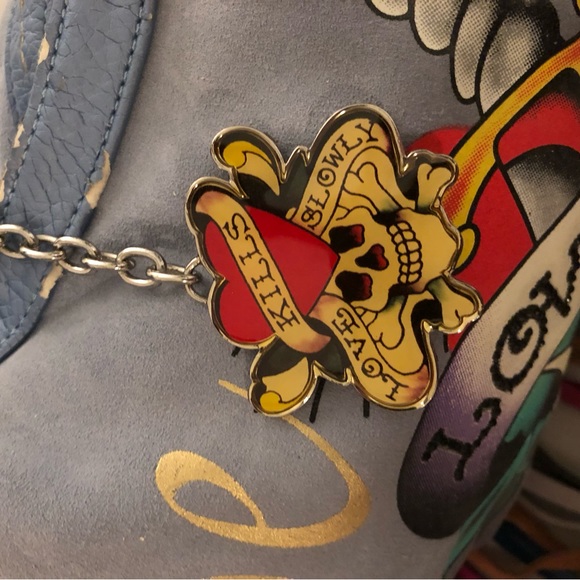 Ed Hardy suede fringe purse - Picture 2 of 7